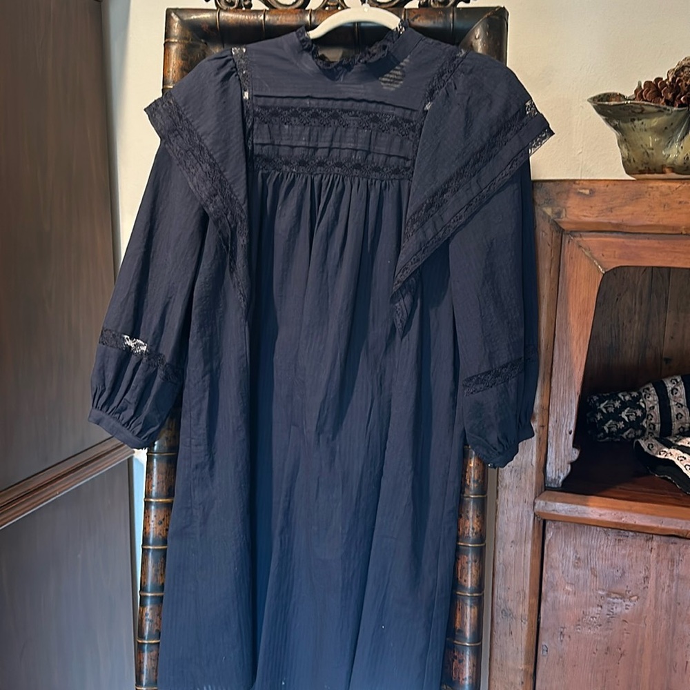 Never worn linen dress with lace cut outs by Anthropology